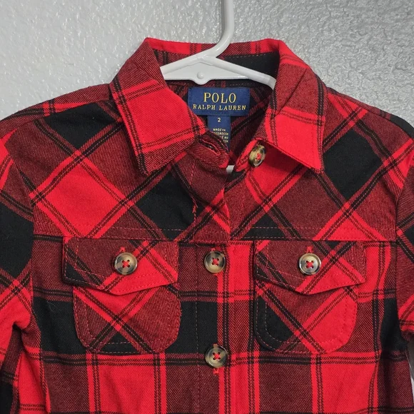 Polo Ralph Lauren cotton plaid long sleeve shirt. Toddler size 2. Nwt - Picture 2 of 4